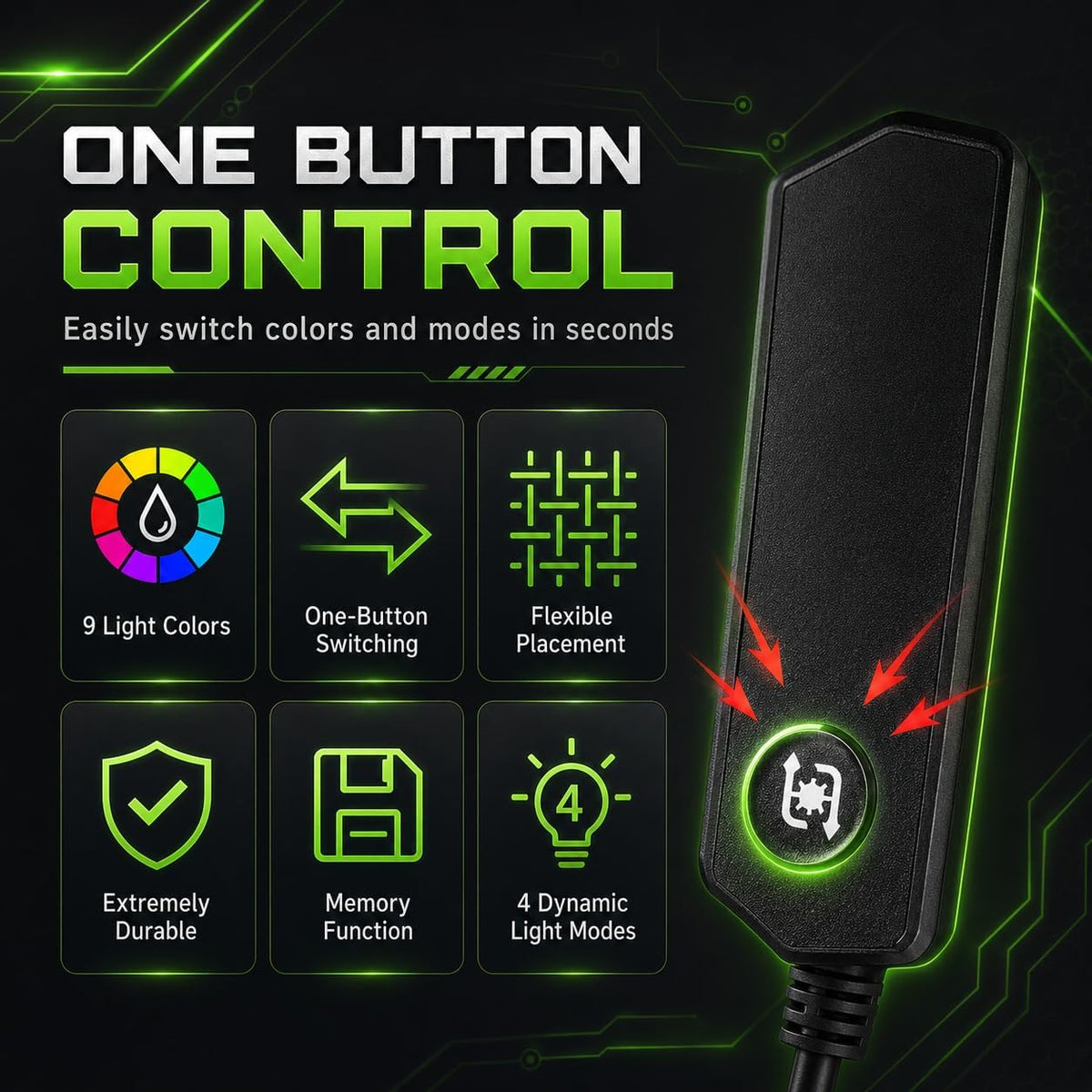 Gaming Chair Mat for Hardwood Floor Circle RGB Light - Gamer 47”
