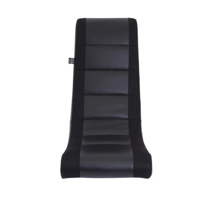 Classic Video Rocker Floor Gaming Chair, Kids and Teens, PU Faux Leather & Polyester Mesh, Black/Black