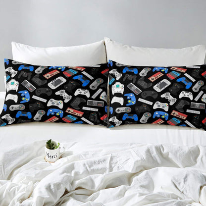 3 Pcs Gaming Curtain + Gaming Duvet Cover+ Gamer Pillow Cases