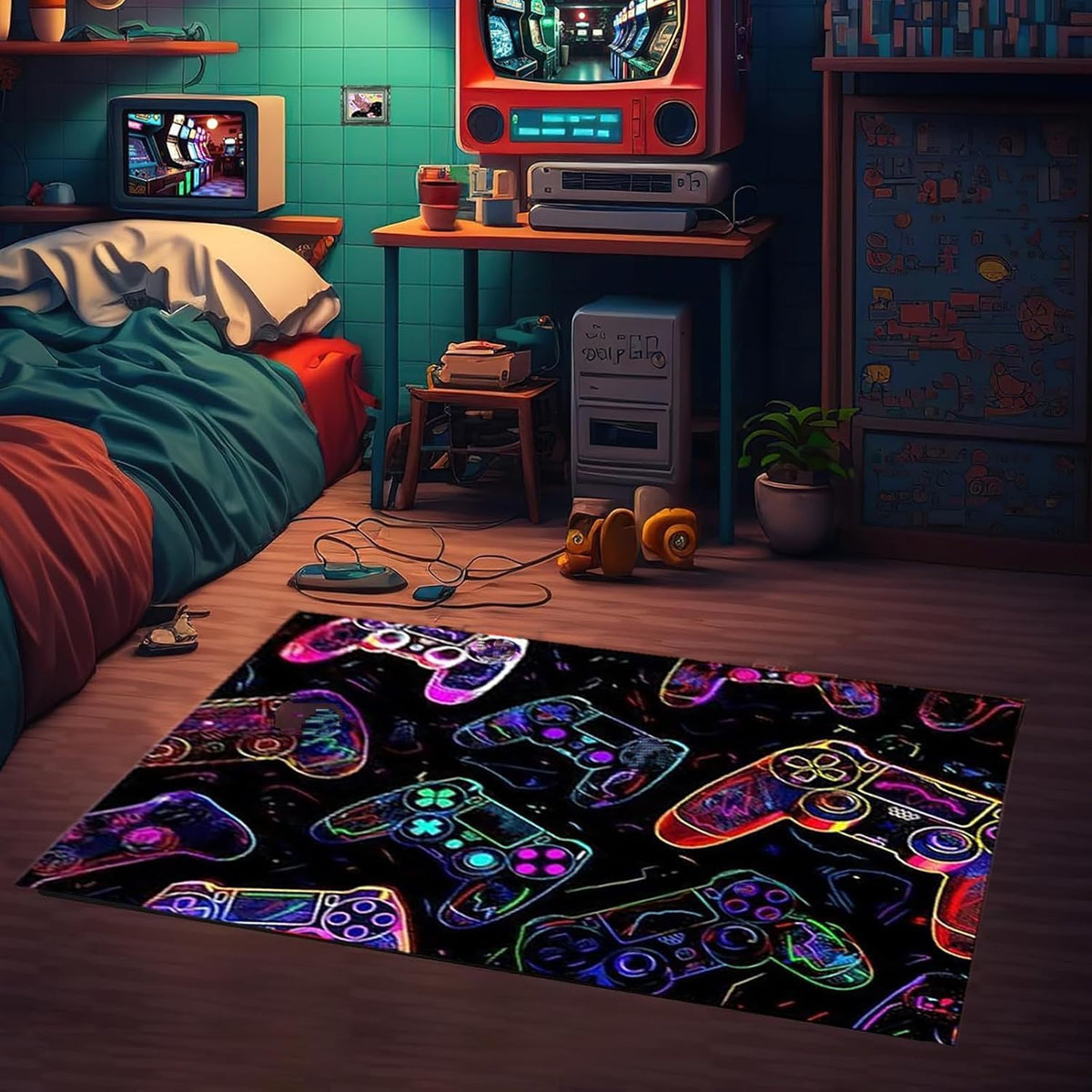 Gaming Area Rugs for Boys,Gaming Rug Boy Room Decor,Gaming Rugs for Gaming Room,Teen Game Player Video Gaming Rugs for Bedroom Living Room Playroom,Teen Game Player(47" X 31")