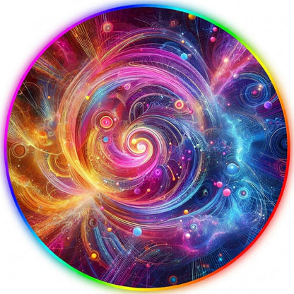 Gaming Chair Mat for Hardwood Floor Circle RGB Light - Neon 47”