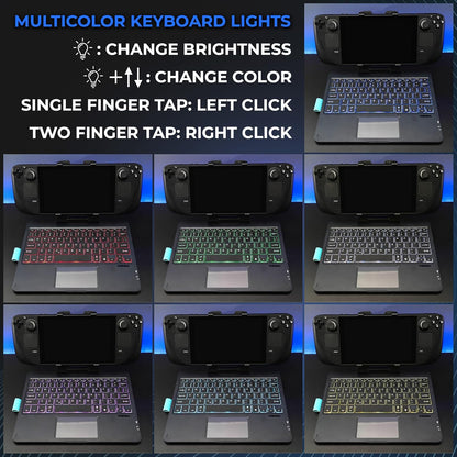 Decktop - Steam Deck Keyboard and Bluetooth Trackpad Mouse with Multicolor LED Laptop Accessory for Valve Linux PC Gaming Accessories (Steam Deck/Rog Ally)