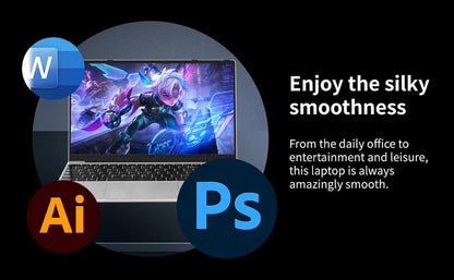 Gaming Laptop, N95 up to 3.4Ghz, 16GB RAM, 512GB SSD, 15.6" 2K Display, Fingerprint Unlock, Slim & Lightweight Laptop for Work & Study, Gray