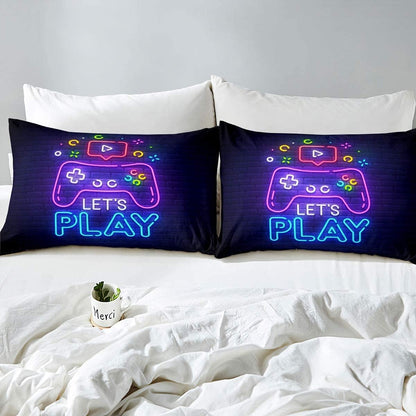 Gaming Comforter Sets Kids Queen Bedding Sets for Boys,Teen Gaming Comforter,Let'S Play Gaming Bedding Gaming Bed Set with 1 Comforter 2Pillowcases