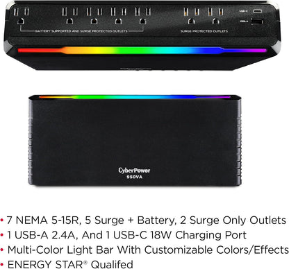 Cyberpower GX950UC Gaming UPS Battery Backup and Surge Protector