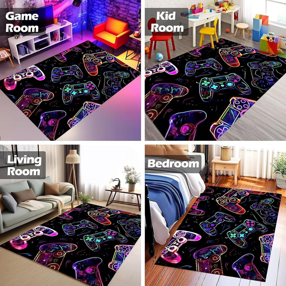 Gaming Area Rugs for Boys,Gaming Rug Boy Room Decor,Gaming Rugs for Gaming Room,Teen Game Player Video Gaming Rugs for Bedroom Living Room Playroom,Teen Game Player(47" X 31")