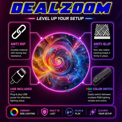Gaming Chair Mat for Hardwood Floor Circle RGB Light - Neon 47”