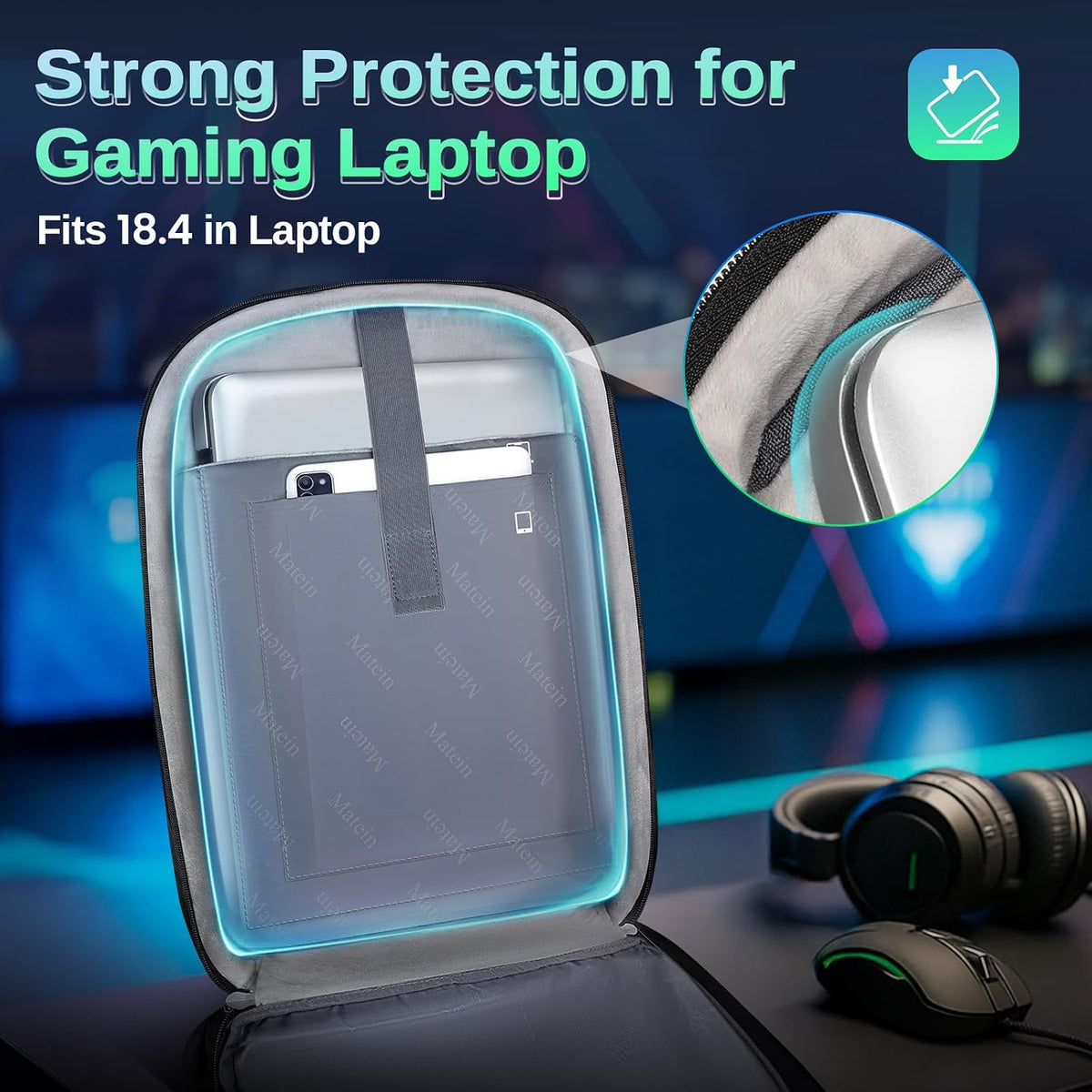 18 Inch Gaming Laptop Backpack with Thick Padded Laptop Compartment