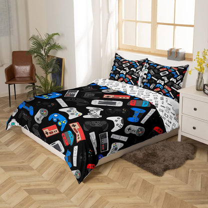3 Pcs Gaming Curtain + Gaming Duvet Cover+ Gamer Pillow Cases