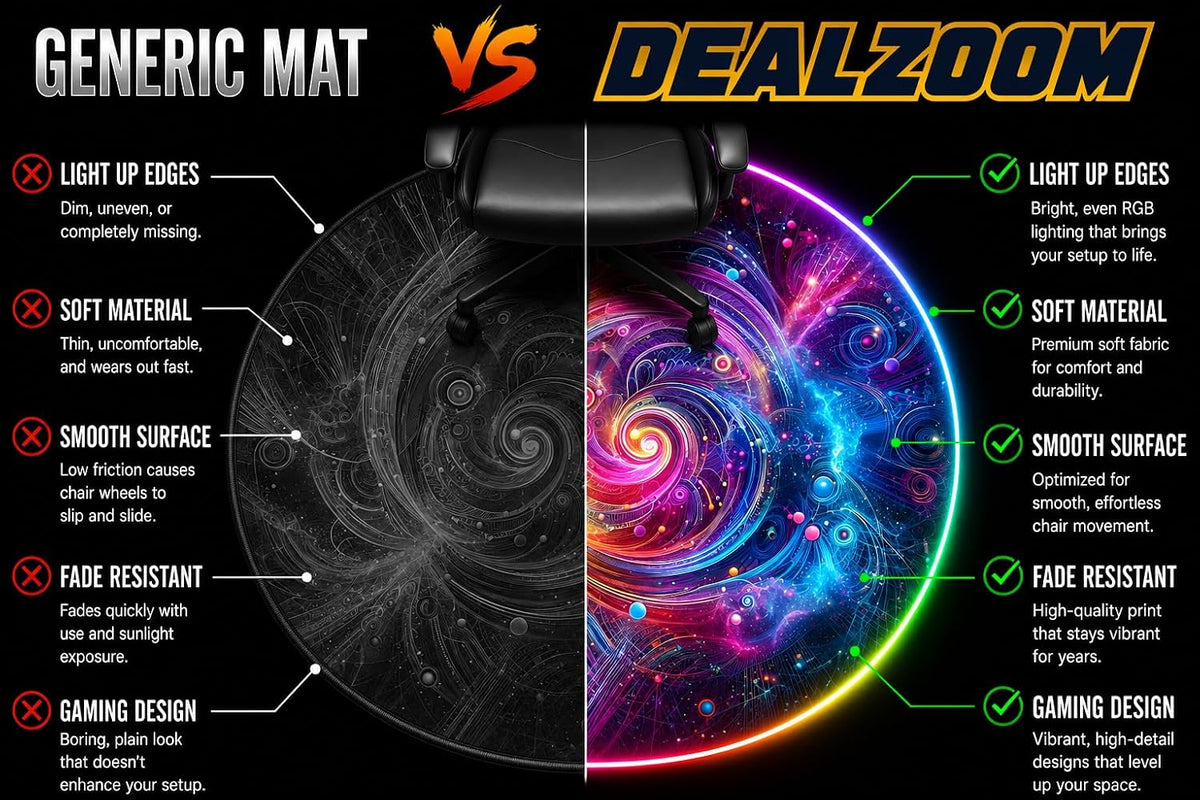 Gaming Chair Mat for Hardwood Floor Circle RGB Light - Neon 47”