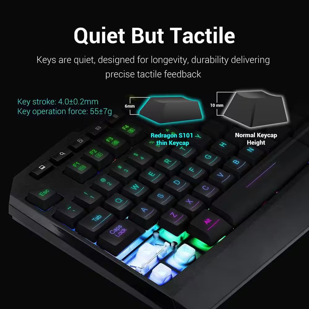 RGB Backlit Gaming Keyboard, Programmable Backlit Gaming Mouse in Black