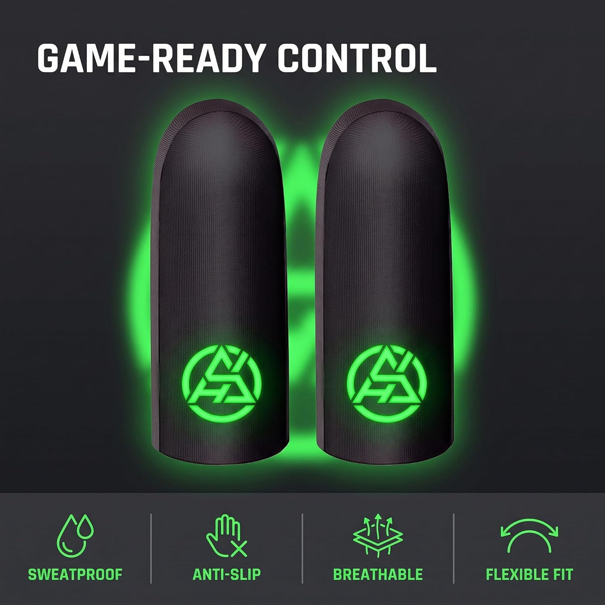 2Pcs Black Game Fingertip Gloves for Sweatproof Anti-Slip Finger Sleeve Breathable Gaming Finger Cover Thumb Gloves for Mobile Gaming Grip Pain-Relief Mobile Phone Finger Sleeves, Gaming Accessories