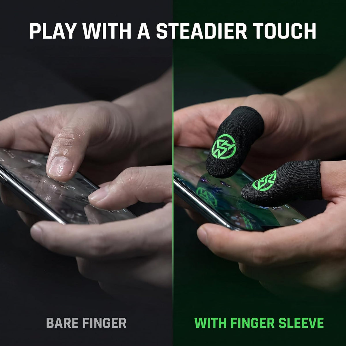 2Pcs Black Game Fingertip Gloves for Sweatproof Anti-Slip Finger Sleeve Breathable Gaming Finger Cover Thumb Gloves for Mobile Gaming Grip Pain-Relief Mobile Phone Finger Sleeves, Gaming Accessories