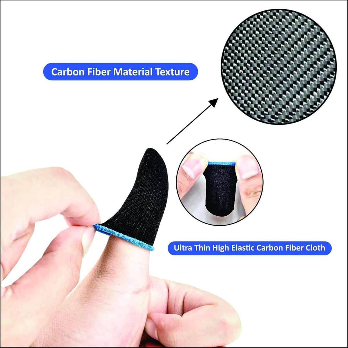 Gaming Finger Sleeves Pack of 6 - Anti-Sweat Breathable Thumb