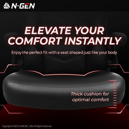 N-GEN GAMING Gaming Chair, Lumbar, PU Leather, Flip-Up Arms, Black
