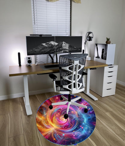 Gaming Chair Mat for Hardwood Floor Circle RGB Light - Neon 47”