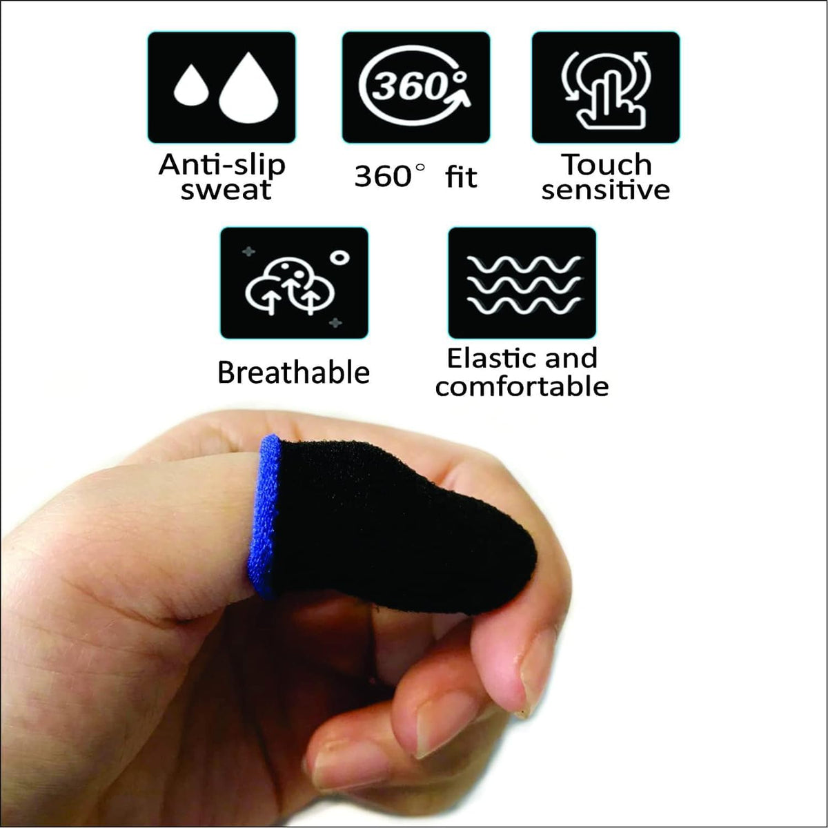 Gaming Finger Sleeves Pack of 6 - Anti-Sweat Breathable Thumb