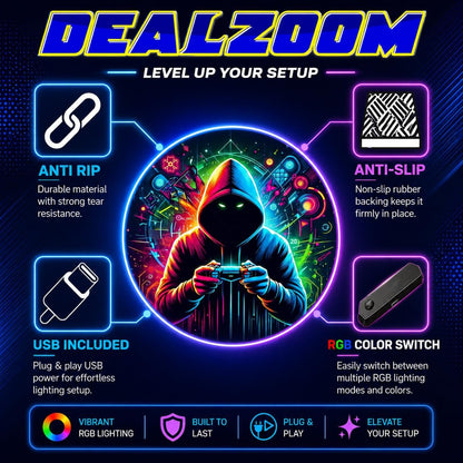 Gaming Chair Mat for Hardwood Floor Circle RGB Light - Gamer 47”