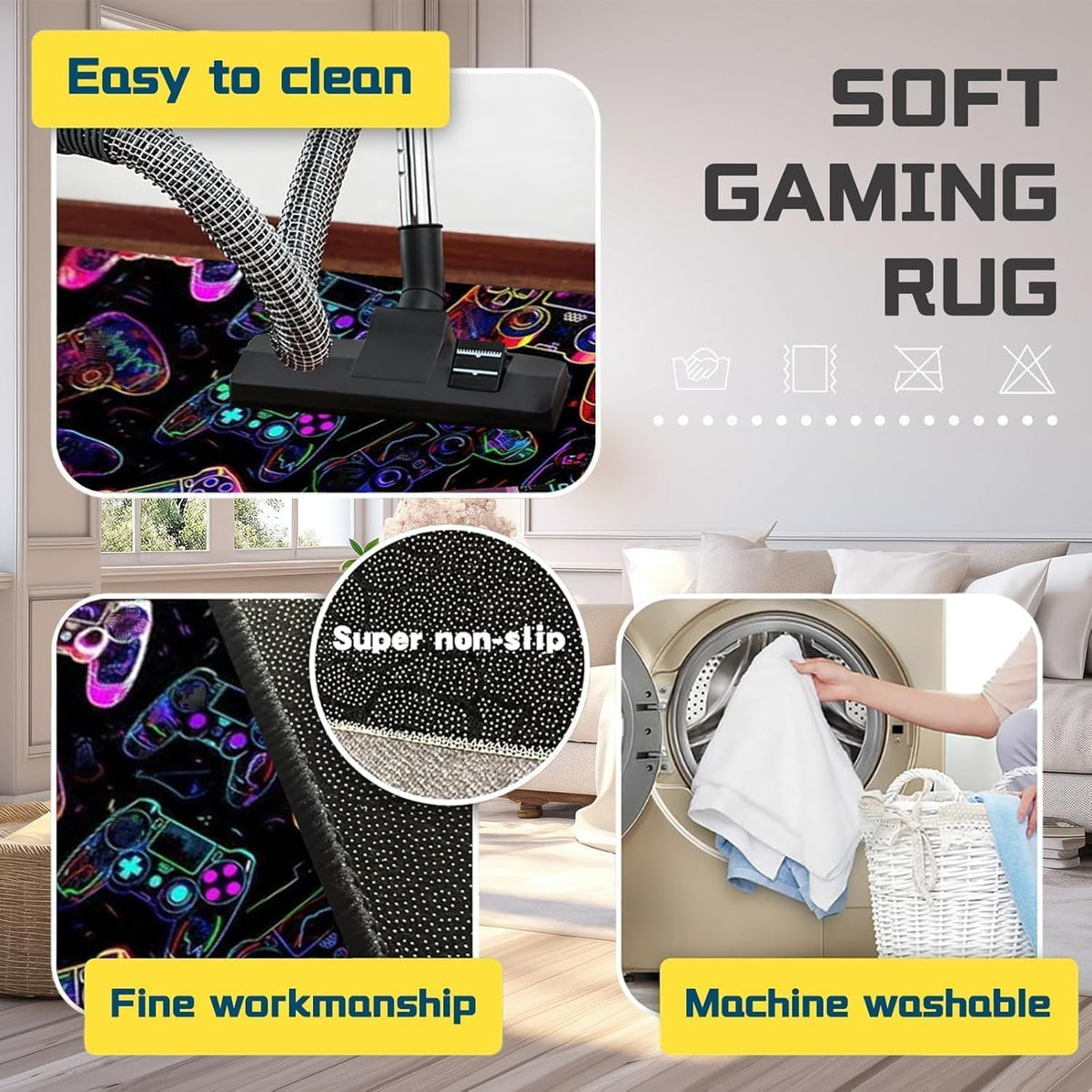 Gaming Area Rugs for Boys,Gaming Rug Boy Room Decor,Gaming Rugs for Gaming Room,Teen Game Player Video Gaming Rugs for Bedroom Living Room Playroom,Teen Game Player(47" X 31")
